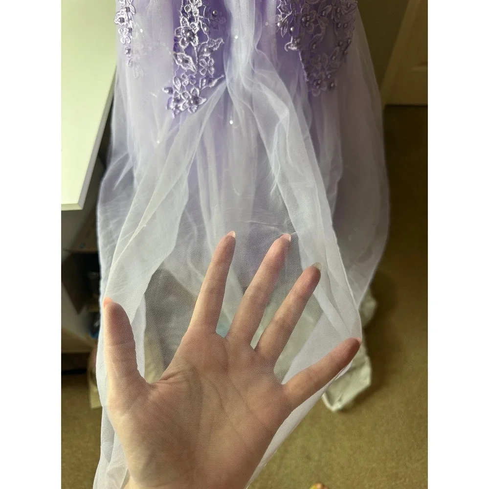 Lilac Tulle / Lace‎ /Pearl /Sequin Flower Girl Dress